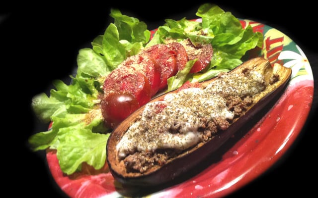 Aubergines farcies: bœuf, cannelle et mozzarella !