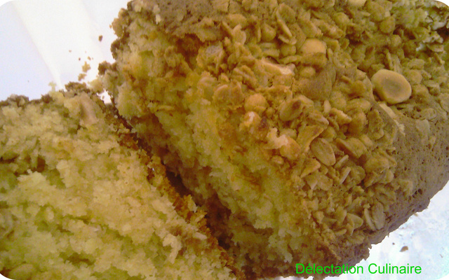 Cake au chocolat blanc/noix de coco et céréales Extra Pépites