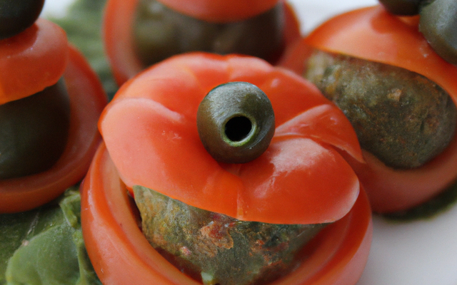 Tomates crues farcies à la pâte d'olives vertes Balois