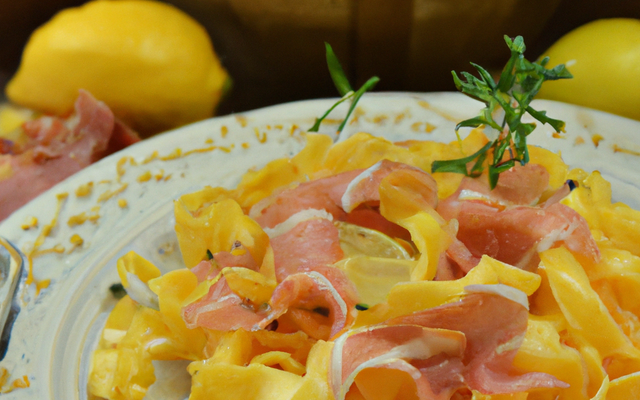 Tagliatelle au citron, jambon cru ou speck et ruguette