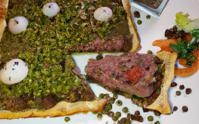 Tarte feuilletée aux Lentilles Vertes du Puy, filet mignon de porc séché