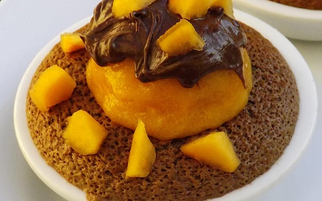 Sorbet au kaki sur moelleux au nutella