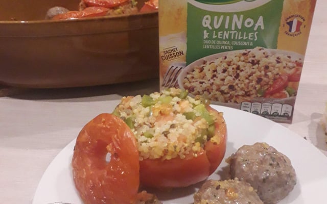 Tomates farcies au Quinoa et Lentilles