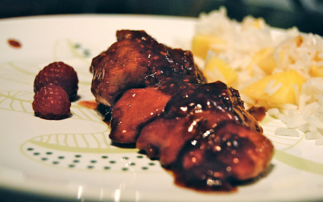 Poulet grillé aux framboises