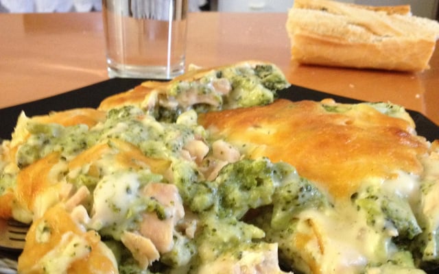 Gratin de brocolis à la béchamel et au saumon