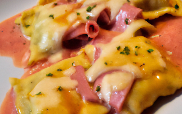 Ravioles au jambon et sauce au fromage Basque
