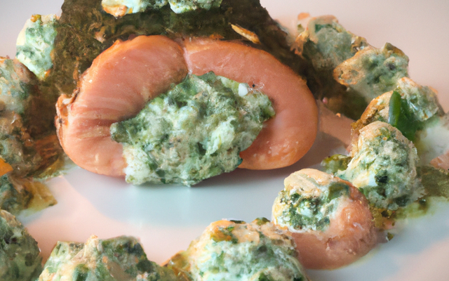 Saumon farci au fromage frais et au pesto