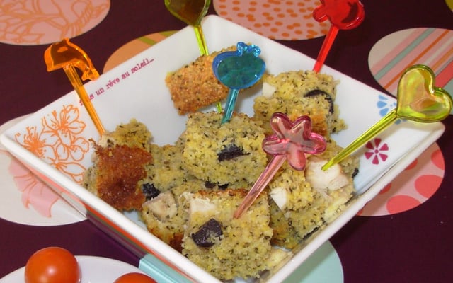 Cake à la polenta, amandes et poulet