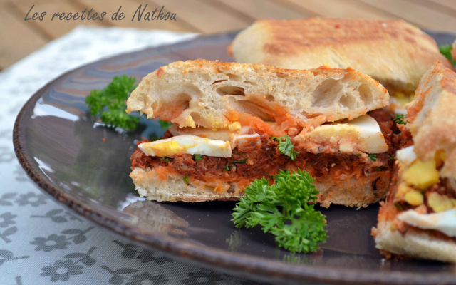 Ciabattina aux sardines et œufs durs