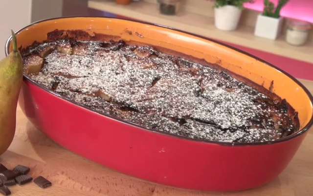 Clafoutis aux poires et au chocolat gourmand