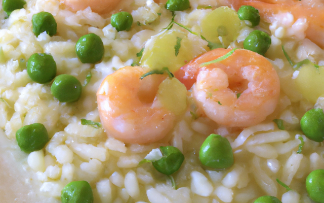 Risotto aux crevettes et petits pois