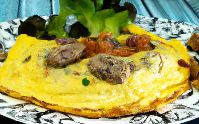 Omelette aux foies de volailles confits