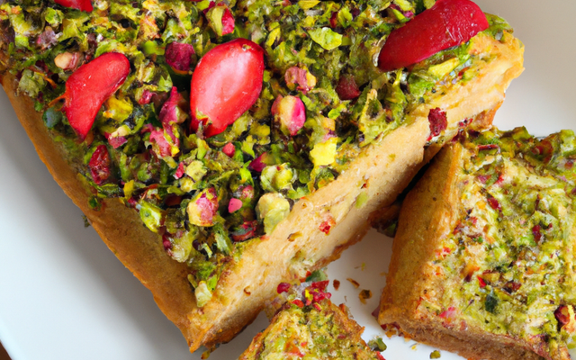 Cake aux fraises et aux pistaches