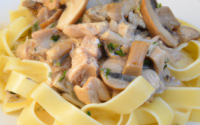 Tagliatelles au thon blanc et aux champignons d'automne