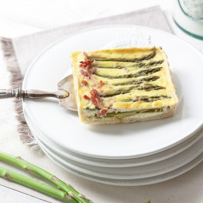 Quiche aux asperges, lardons et chèvre