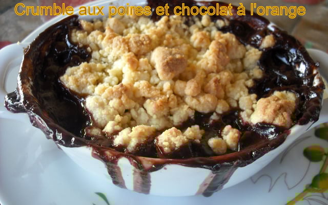 Crumble aux poires et chocolat