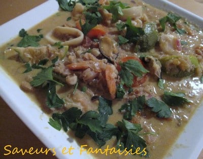 Curry de cabillaud au lait de coco