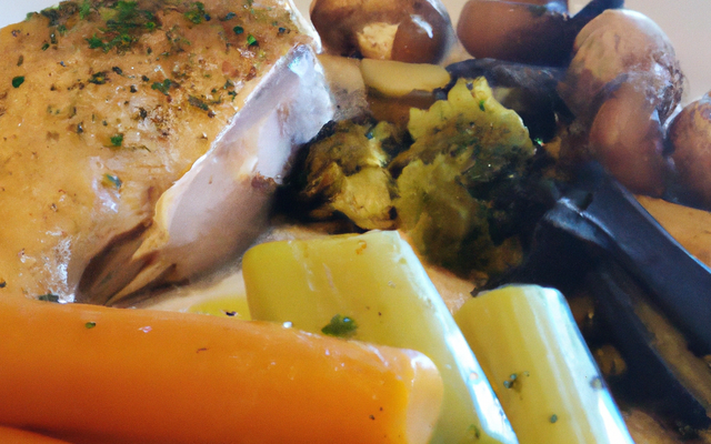 Chapon à la cheminée et aux légumes oubliés