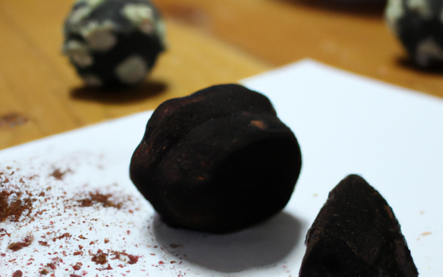 Truffes au chocolat noir, amarena et fève tonka