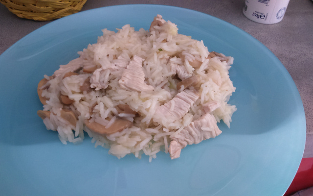 Risotto de poulet aux champignons