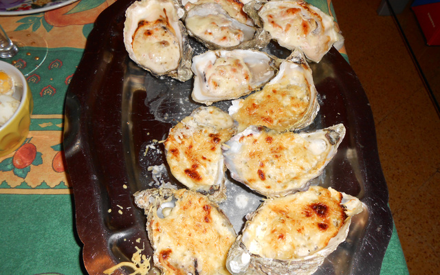 Huîtres gratinées au saumon fumée