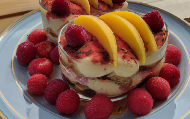Tiramisu aux framboises et nectarines