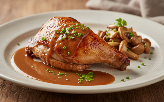 Chapon rôti sauce au foie gras