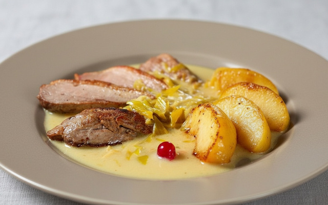 Magret de canard aux pommes et au cidre
