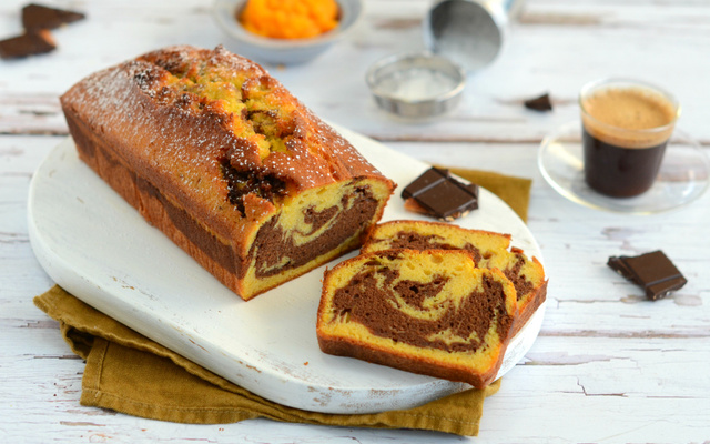 Cake marbré au chocolat et au potimarron