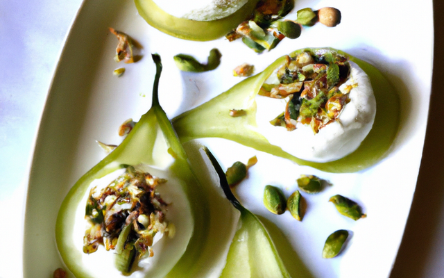 Poire au Philadelphia et pistaches hachées