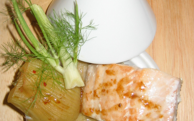Filet de saumon et ses bulbes de fenouil vanillés