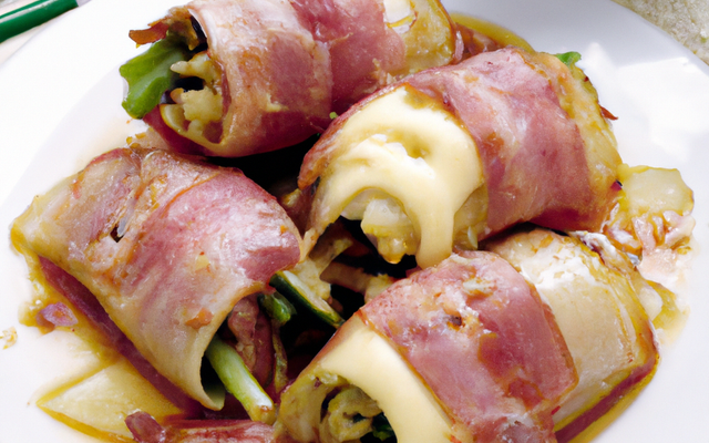 Gratin de poireaux farcis au jambon de Bayonne