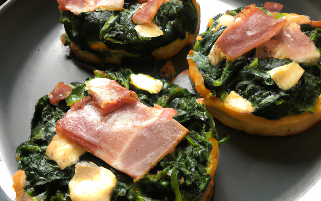 Tatins de petits flans d'épinards au chèvre et jambon