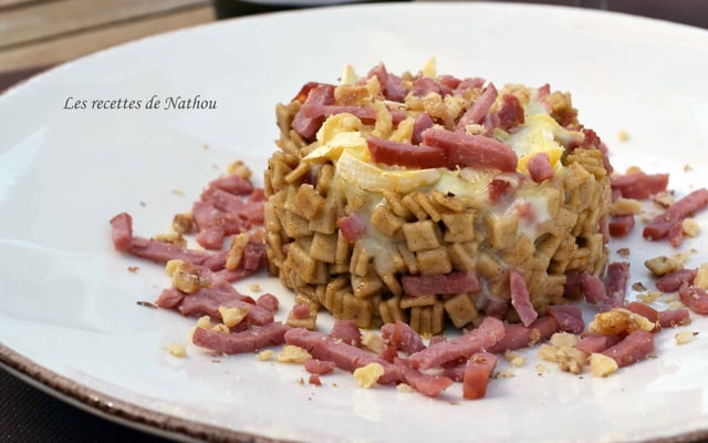 Crozetto au Reblochon, bacon et paprika fumé