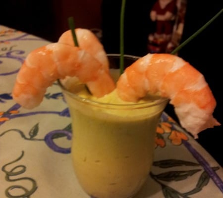 Mousse d'asperges aux crevettes