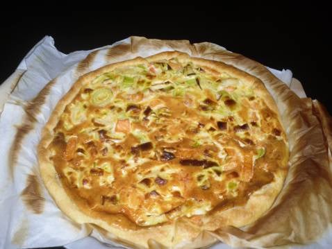 Tarte saumon sur lit de poireaux