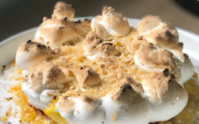 Crumble de crème miel / citron meringuée.