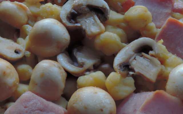 Coquillettes au jambon et aux champignons