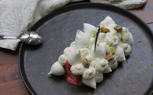 Vacherin glacé citronné, vanille-framboise