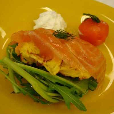 Gaufres de pomme de terre au saumon fumé