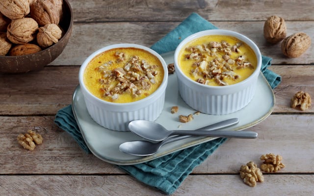 Flans de Butternut au bleu et aux Noix du Périgord AOP