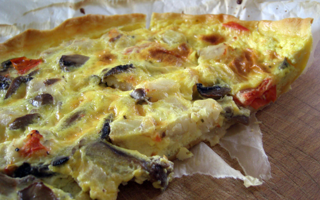 Quiche au cabillaud et aux champignons