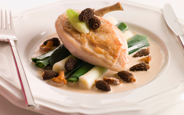 Poularde aux morilles et au vin jaune