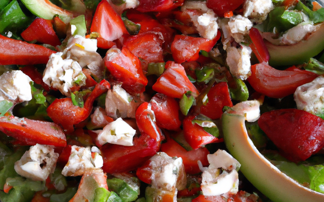 Salade de fraises au chèvre frais et à l'avocat