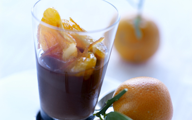 Crème au chocolat & clémentines de Corse mi-confites