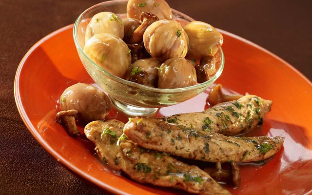 Fricassée d'aiguillettes de poulet fermier aux saveurs d'automne