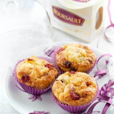 Muffins Pommes, Cranberries et Boursault