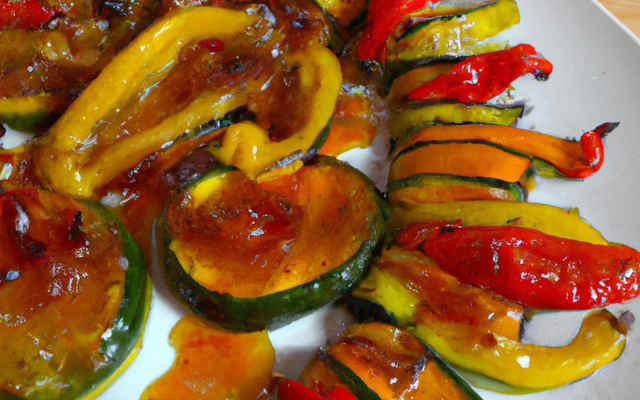 Courgettes caramel poivrons