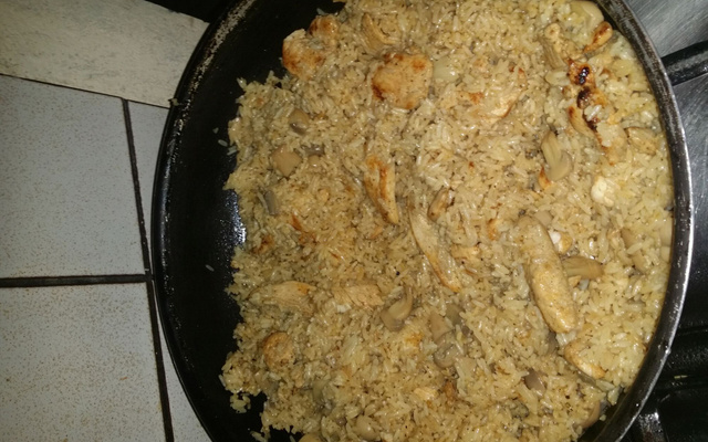 Risotto de poulet aux champignons