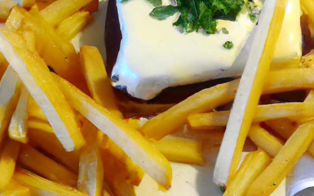 Coulée de camembert chaud sur frites